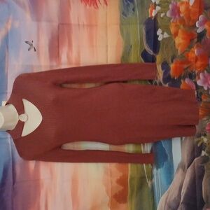 Ribbed Cut Out Chest w/Ring Sweater Dress Size Large NWT